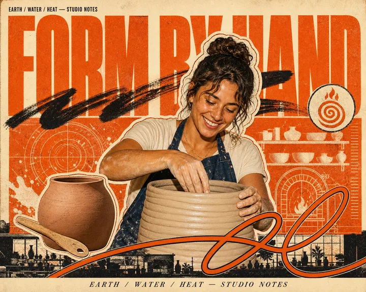 Burnt Orange Halftone Hero Collage