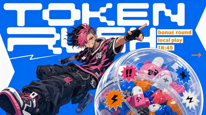 Electric Blue Cutout Manga Poster Style