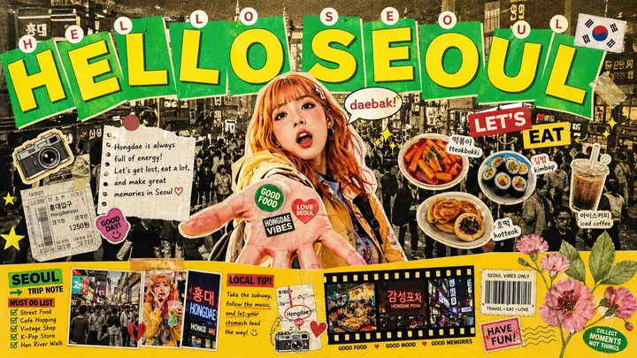Tokyo Kawaii Travel Collage Poster